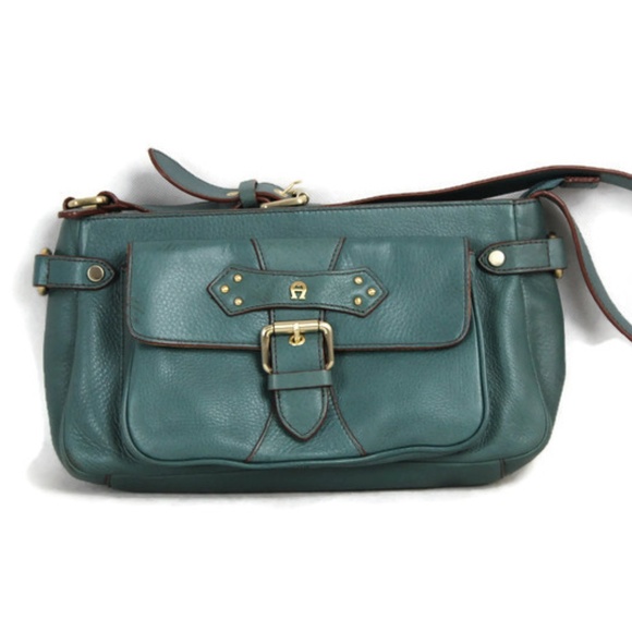 Etienne Aigner Handbags - Etienne Aigner Teal Baguette Style Handbag Purse